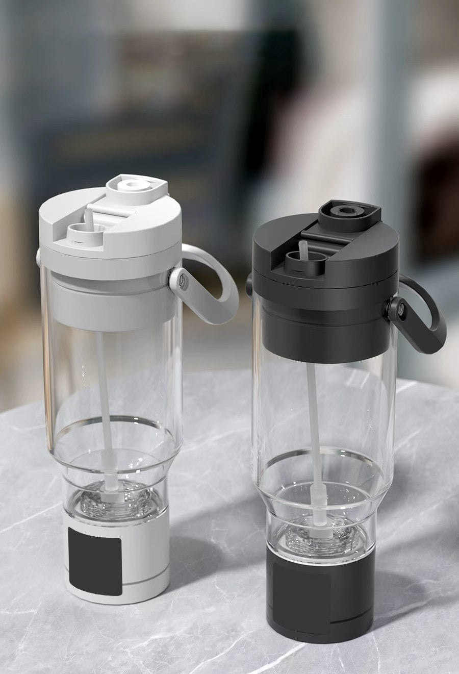 Portable Hydrogen Water Bottle with Straw, SPE PEM Technology High Concentration Hydrogen Rich Water Generator, BPA Free Leakproof Rechargeable Hydrogen Water Cup with Handle for Home, Office, Travel, Sports
