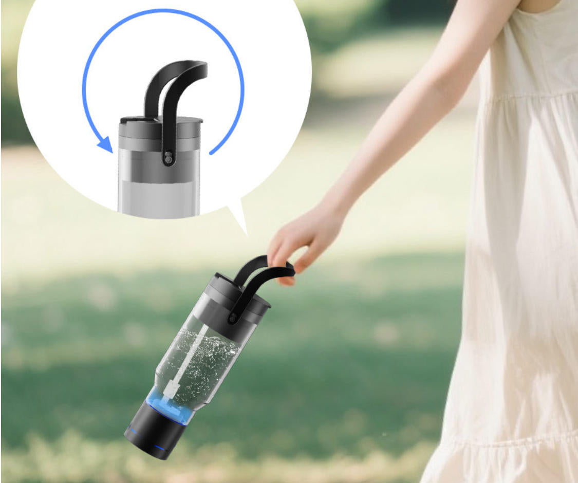 Portable Hydrogen Water Bottle with Straw, SPE PEM Technology High Concentration Hydrogen Rich Water Generator, BPA Free Leakproof Rechargeable Hydrogen Water Cup with Handle for Home, Office, Travel, Sports
